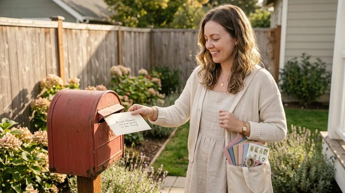 Woman placing a letter in a mailbox.